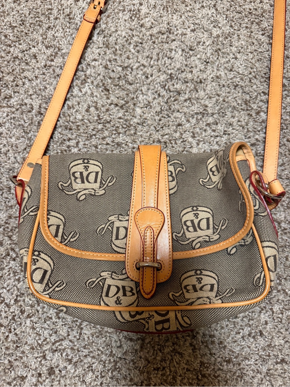 Dooney & Bourke Brown Monogram Canvas Crossbody with Tan Trim - Picture 5 of 9